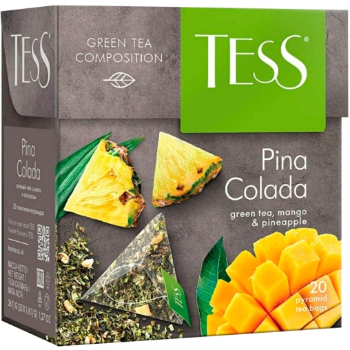 Чай зелёный TESS Pina Colada ароматизированный 20 пирам. × 1,8 г