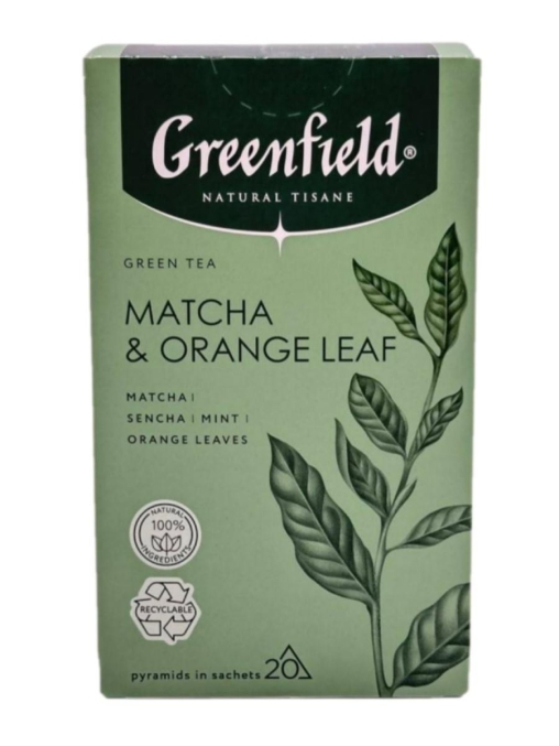 Чай Greenfield Natural Tisane зеленый Matcha & Orange Leaf 20 пирам. × 1,8 г