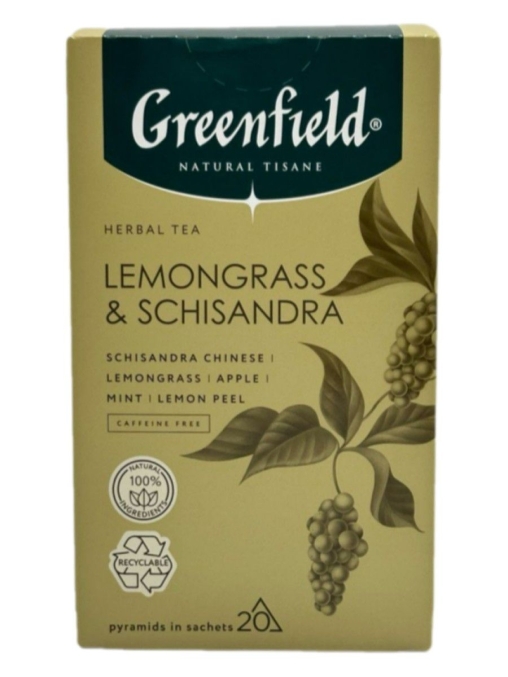 Чай Greenfield Natural Tisane травяной Lemongrass & Schisandra 20 пирам. × 1,8 г